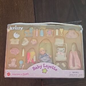 Mattel Krissy Baby Layette Set with Pink and Cream Accessories